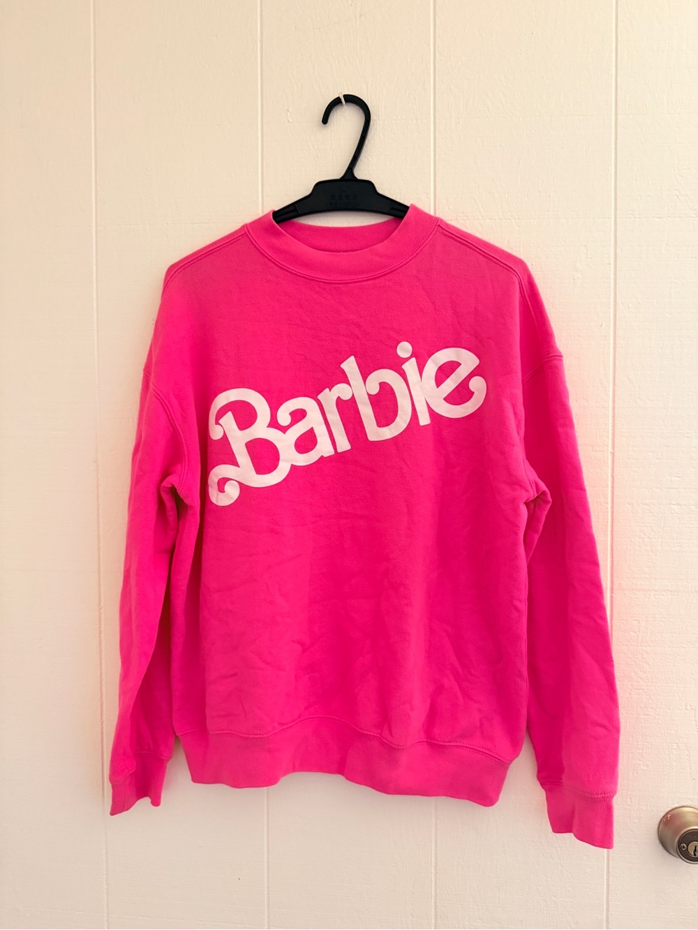 Barbie Pink Crewneck Sweatshirt with White Logo